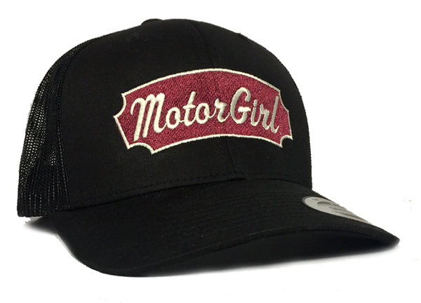 CUSTOM BUILT - SNAP BACK CURVED BILL TRUCKER HAT - MOTORGIRL - MotorCult